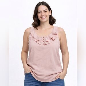 New York & Company Pink Ruffle Blouse